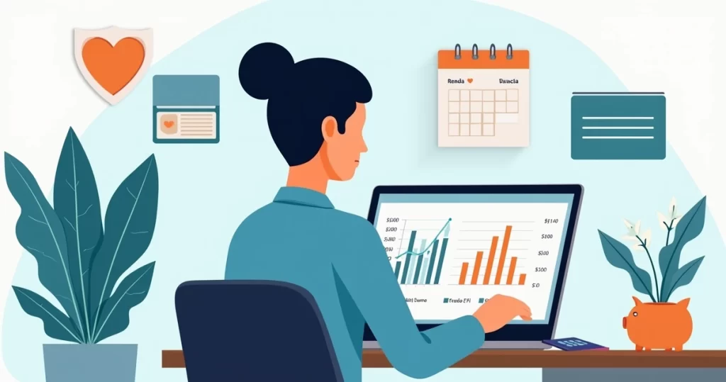 Profissional autônomo calculando valor ideal de DIT em escritório moderno