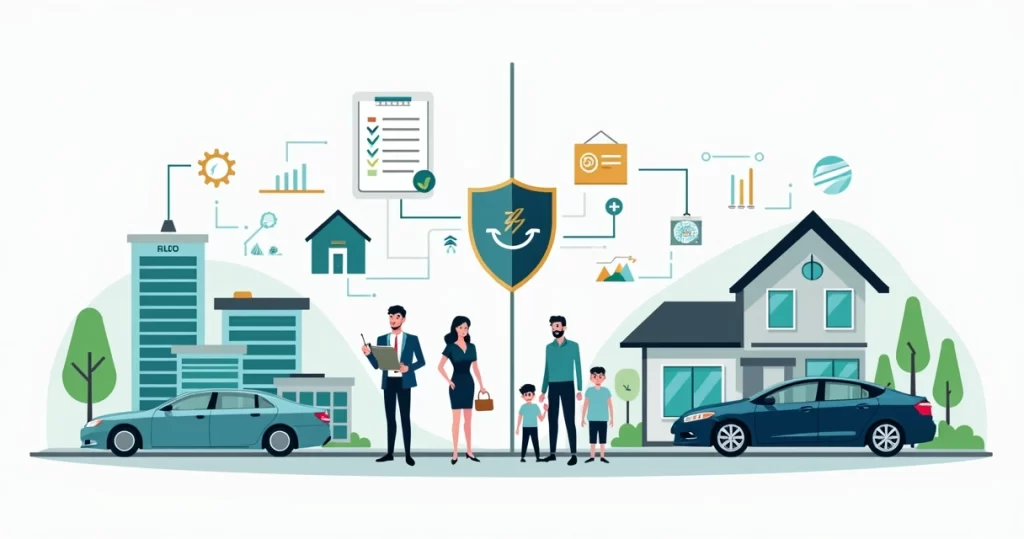 Comparação visual entre holding familiar e seguro patrimonial para proteção de bens