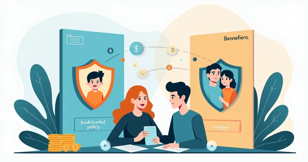 Pais analisando opções de seguro para criança em ilustração conceitual