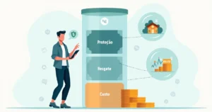 Profissional avaliando diferentes camadas de proteção e resgate em seguro de vida