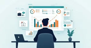 Profissional analisando cotação de seguro de vida em painel digital com gráficos e opções de coberturas