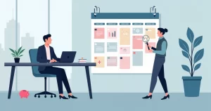 Profissional planejando diferentes tipos de licença do trabalho em calendário corporativo