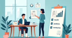 Profissional afastado do trabalho organizando documentos para o INSS e planejando finanças familiares