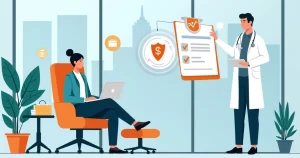 Profissional de alta renda em consulta médica analisando proteção da renda