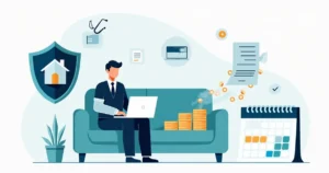 Profissional afastado por doença com renda protegida e símbolos de cobertura por DIT