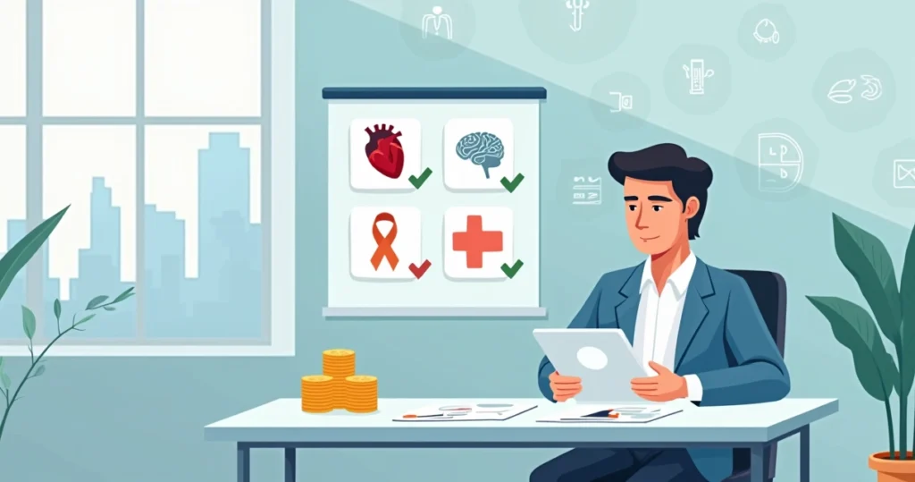 Profissional de alta renda analisando proteção financeira para doenças graves em tablet
