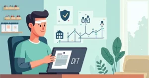 Profissional autônomo trabalhando em casa com renda protegida por apólice de DIT