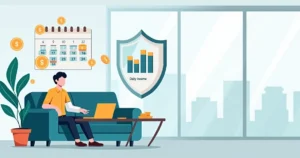 Profissional em casa com braço engessado recebendo proteção financeira diária