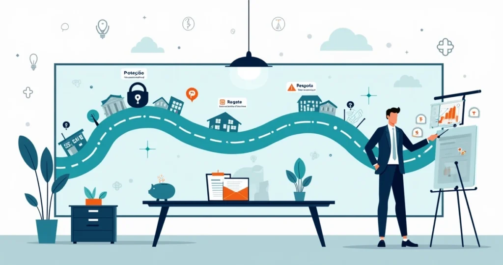 Profissional de alta renda analisando rota entre proteção financeira e resgate de capital