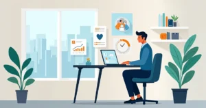 Profissional de alta renda avaliando seguro de vida Azos em notebook com gráficos de proteção financeira