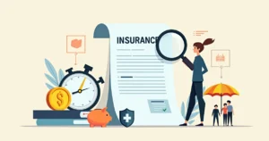 Contrato de seguro ao lado de cronômetro e certificado de proteção financeira