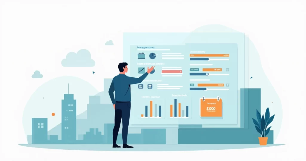 Profissional de alta renda ajustando simulação de seguro de vida em painel digital