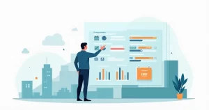 Profissional de alta renda ajustando simulação de seguro de vida em painel digital