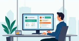 Profissional de alta renda analisando cotações de seguro de vida em tela com diferentes coberturas
