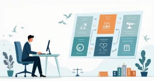 Profissional de alta renda analisando opções de seguro de vida em painel digital